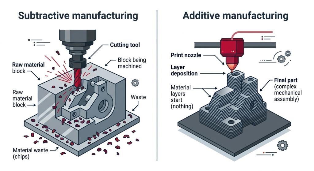 Manufactura additiva vs manufactura substractiva